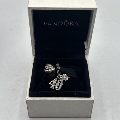 Pandora 40th Birthday Charm & Cupcake Cake Sterling 925 Sterling Silver NIB