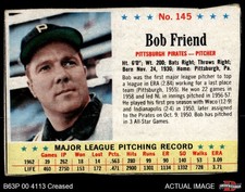 1963 Post Cereal #145 Bob Friend Pirates 3 - VG