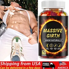 #1 BEST-MALE ENLARGER THICKER LONGER BIGGER 4" GROWTH ENLARGEMENT 60 GUMMIES