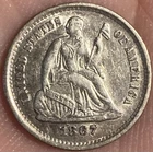 1867-S Seated Liberty Half Dime AU