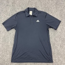 Adidas Polo Shirt Mens M Blue 100 Polyester Golf Moisture Wicking Performance