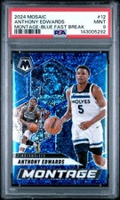 2024-25 Panini Mosaic Blue Fast Break Montage Anthony Edwards #12 PSA 9 /85