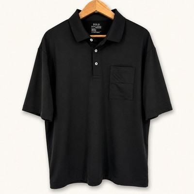 Polo Ralph Lauren Mens XL Polo Shirt Performance Black Pocket Hidden Pony Preppy