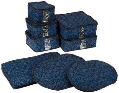 8-Piece Storage Containers Set   China, Navy, Quilted, Stackable Dish 