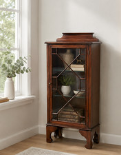 Edwardian Inlaid Mahogany Display Cabinet Astragal Glazed Collectors Cabinet