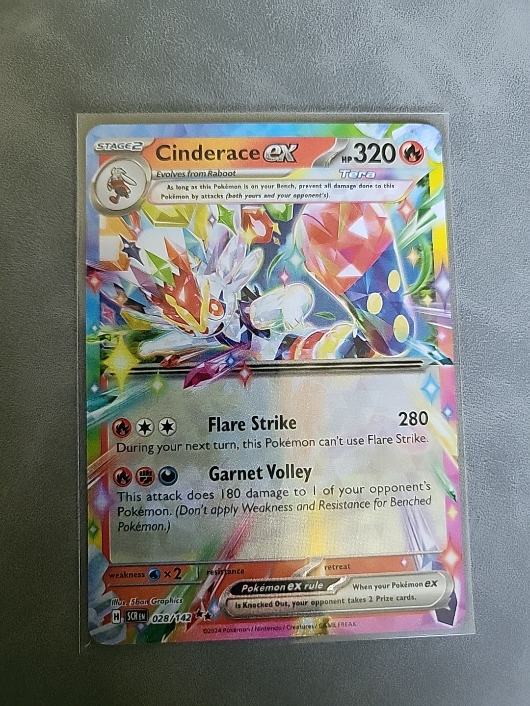 Scarlet & Violet - Stellar Crown - Cinderace ex - Double Rare #28/142 M/NM