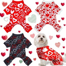 Weewooday 3 Piece Valentine's Day Dog Pajamas L fit 7.7-9.9lbs , White