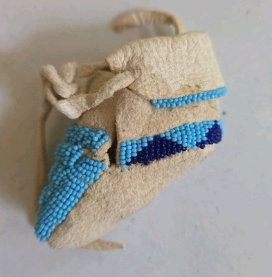 Vintage Leather Native American Moccasin - Infant Baby Mini Beaded