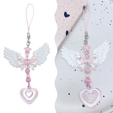 Lovely Wings Bow Heart Mobile Strap Pendant Sweet Keychain Bags Decorative Gifts