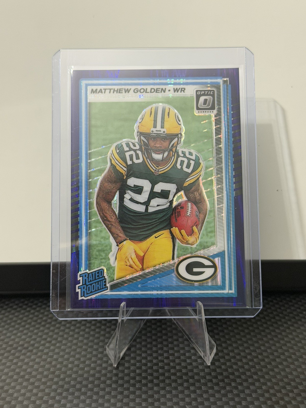 🔥🔥2025 Panini Purple Shock Optic Rookie Prizm #205 Matthew Golden Packers🔥🔥