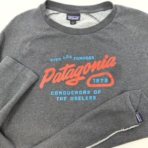 Patagonia Viva Los Funhogs Organic Cotton Cropped Sweatshirt Gray Womens Medium