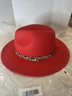 Women's Fefora Hat Wide Brim Felt Panama Hat Leopard Belt — photo 2