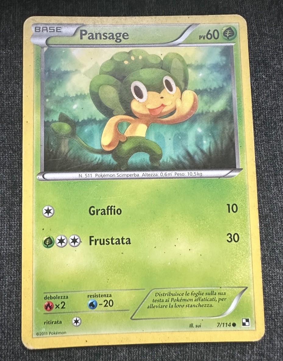 ⭐️2011 Pokemon Card *Pansage* White And Black Set 7/114 Italian ⭐️