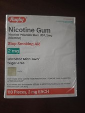 EXP  Rugby Nicotine Polacrilex Gum - Stop Smoking Aid, Mint, 2mg, Pack of 110