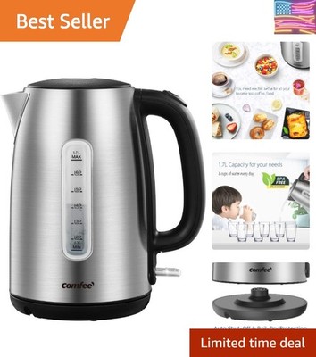 Stainless Steel Electric Kettle, 1.7 Liter Tea Kettle Electric & Hot Water Ke...