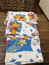 VTG 3pc Set of Flannel Winnie The Pooh Twin Size Fitted, Flat Sheet Pillowcase