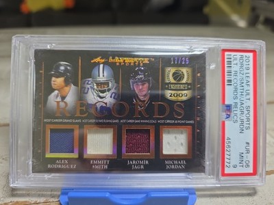2019 Leaf MICHAEL JORDAN, EMMITT SMITH  JAGR, AROD 17/25 Game Used Jersey PSA 9