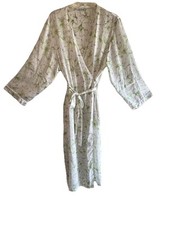 Vintage Oscar de la Renta Floral Kimono Robe Size M/L Sheer White