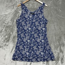 Lauren Ralph Lauren Paisley Cotton Jersey Mini Dress Womens XL Blue Cottagecore
