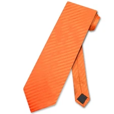 Vesuvio Napoli NeckTie ORANGE Striped Vertical Stripes Design Mens Neck Tie