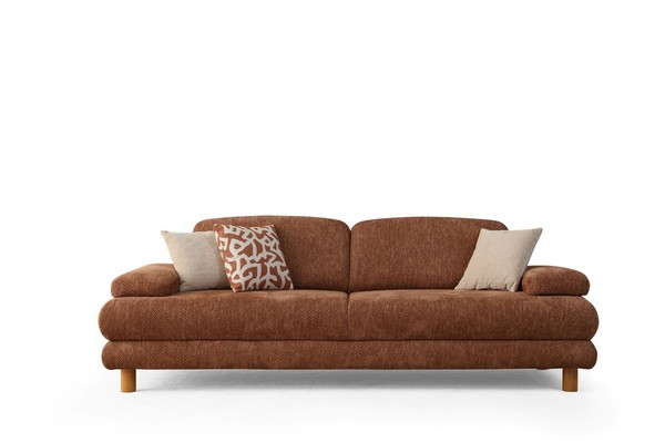Brauner 3-Sitzer Sofa Mit Hohem Sitzkomfort Und Elegantem Design-image