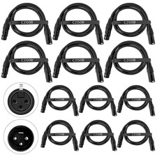 DMX Cable 3.2 ft, 12 Pack Flexible 3 Pin Signal XLR Male to Female DMX Cable ...