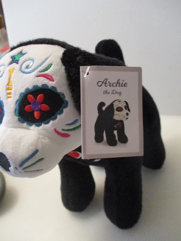 AURORA 11 i" Black Plush DOG Day of the Dead Dia De Muertos Stuffed Archie MINT - Image 2 of 4