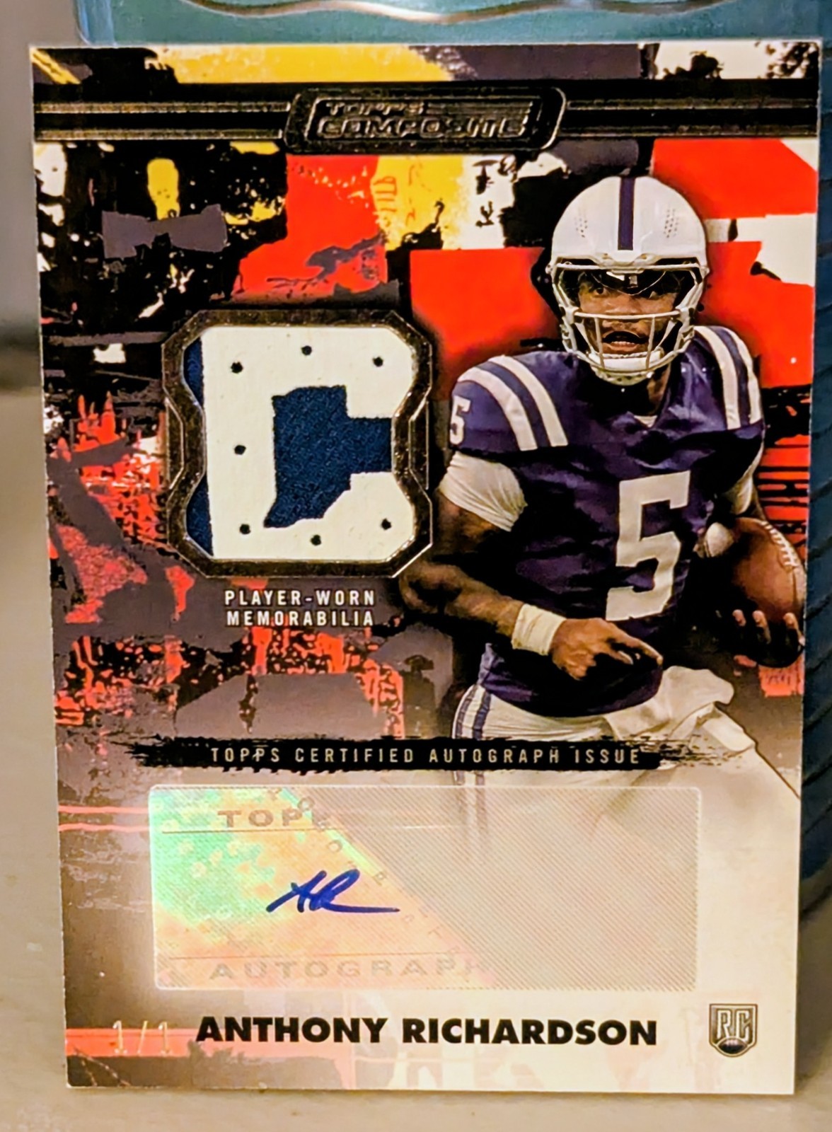 2023 Topps Composite Rookie Logo Patch Auto CPAV-AR Anthony Richardson 1/1 Colts