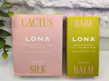 NIB LOT 2 Lona Cactus Silk Oil Serum Skin Revival Babe Balm Lip Eye Solid Serum