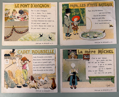 RICQLÈS   Lot 4 Werbe-Chromos H. Gerbault  Le Pont d'Avignon 