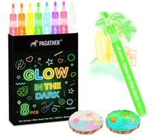 8 Colors Glow in the Dark Markers 2mm Round Tip Neon Fluorescent Paint Pens...