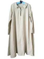 Nest Robe Linen Dress Flare Navy Button Used -From Japan