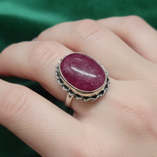 Ruby Gemstone Band Ring Size 925 Sterling Silver