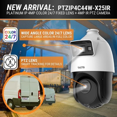 PTZIP4C44W-X25IR IP 4MP 2.8mm Color & 4.8-120mm Tracking Dual Lens PTZ Camera