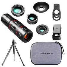 28X Mobile Telescope Wide Angle Lens Zoom Macro Fish Eye Clip Tripod Kit A