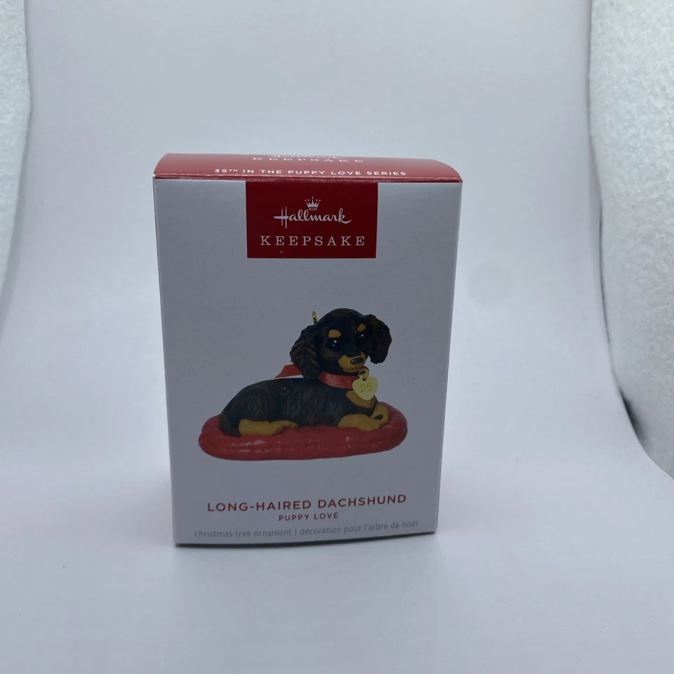 2025 HALLMARK - LONG-HAIRED DACHSHUND - PUPPY LOVE - KEEPSAKE ORNAMENT NEW