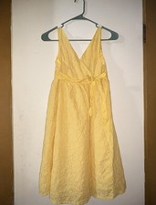 Chaps Kids Yellow Dress Size 14 Sleeveless Cotton Blend Lined Girls Summer Wear
