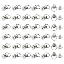 60 Pcs 0.28" Screwback Round Head Rivet with Single Ring , White