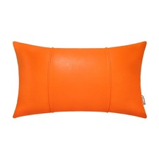 BRAWARM Orange Leather Throw Pillow Covers 12 x 20 Inches - Faux Leather Lumbar