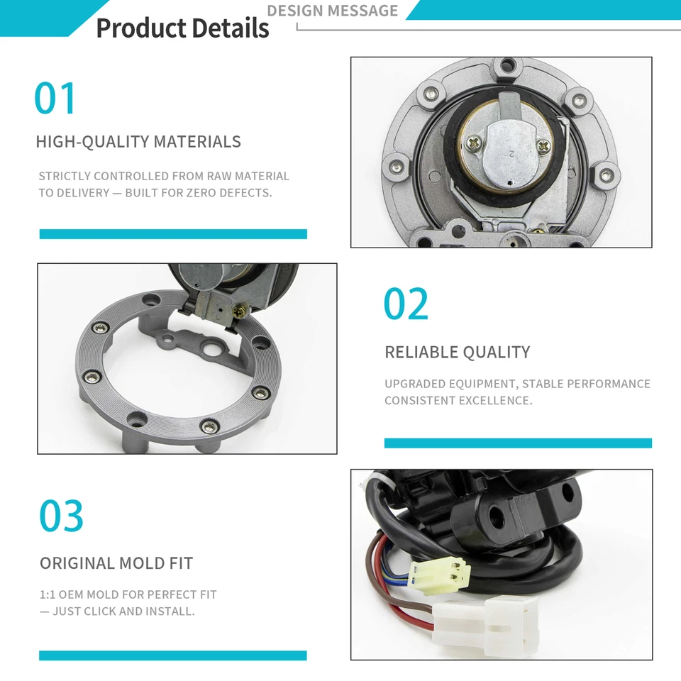 Ignition Switch Gas Cap Lock Set Fit For Yamaha YZF R1 2002-2003 R6 2003-2005 Foto 4 de 4