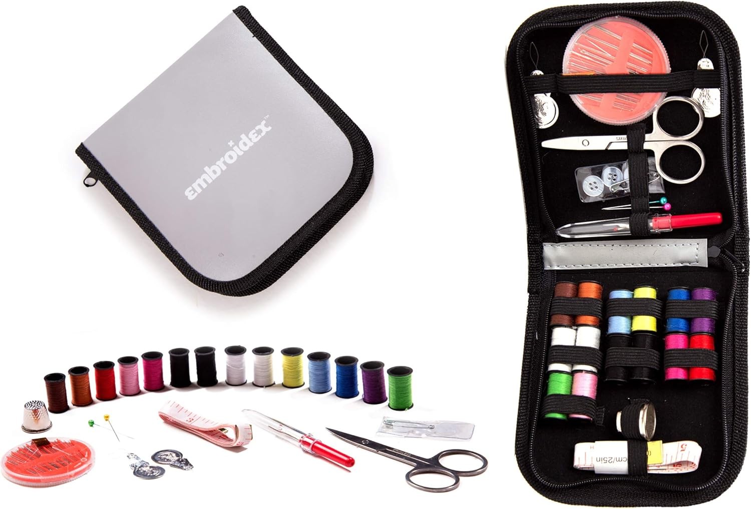 Embroidex Portable Sewing Kit for Home Travel and Emergencies with Quality Notions and Scissors
