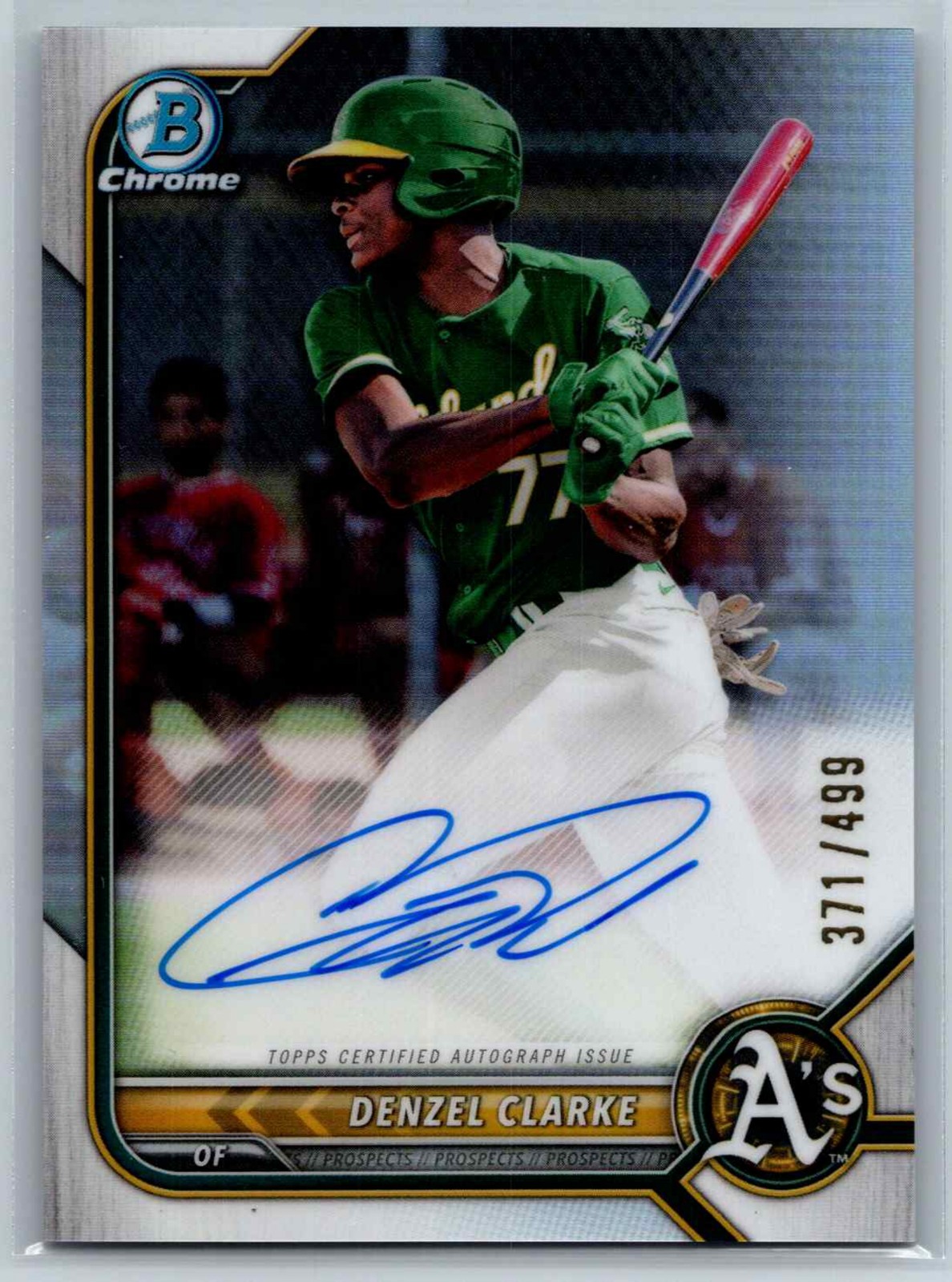 2022 Bowman Chrome #CPA-DC Denzel Clarke Prospect Autographs Refractor #/499