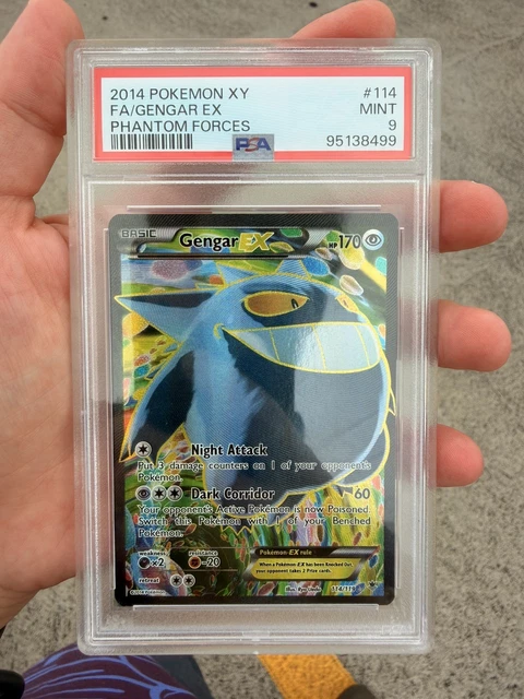 2014 POKEMON XY PHANTOM FORCES #114 FULL ART HOLO GENGAR EX PSA 9 MINT SUNFADED