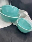 Vintage Pyrex Robin’s Egg Turquoise Blue Set of 4 Nesting Mixing Bowls