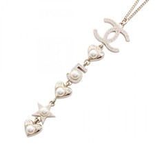 Chanel Coco Mark Heart Star Necklace Women Gold One Size