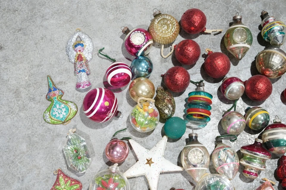 Vintage Christmas Mercury Glass Ornament Indent Shiny Brite Santa Antique Lot - Image 4 of 4