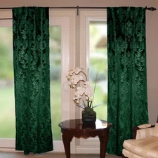 lovemyfabric Velvet Embossed Damask Curtain Panel 54 Inch Wide