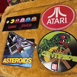 Vintage Style Metal Sign Lot Asteroids Atari centipede Pac Man Game Over