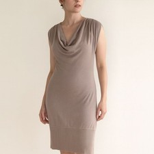 NWT Vertigo Paris Women’s Sleeveless Cowl Neck Knit Dress Size M Taupe Stretch