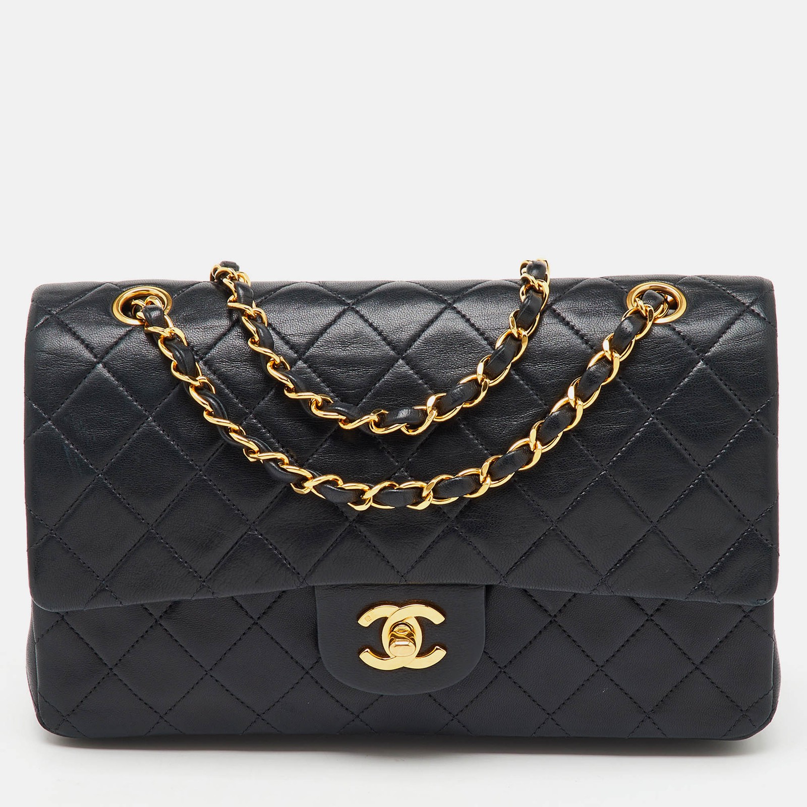 Chanel Black Quilted Leather Medium Classic Double Flap Bag  